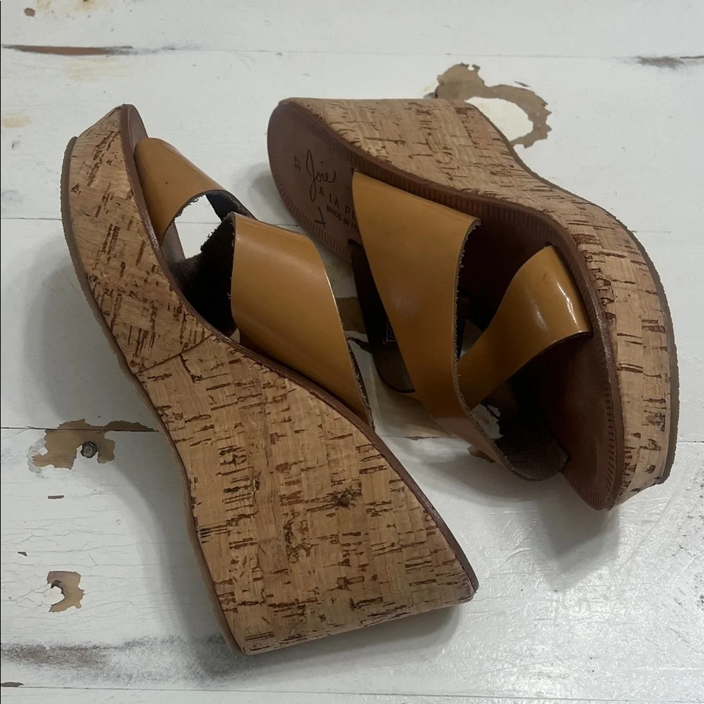 Joie Tan Cross-Strap Wedges